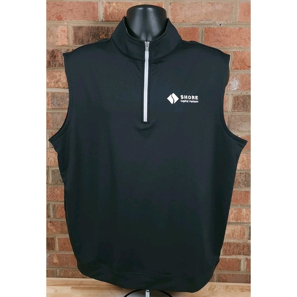 Peter Millar Galway Stretch 1/4 Zip Vest Mens Black XL Shore Capital Golf